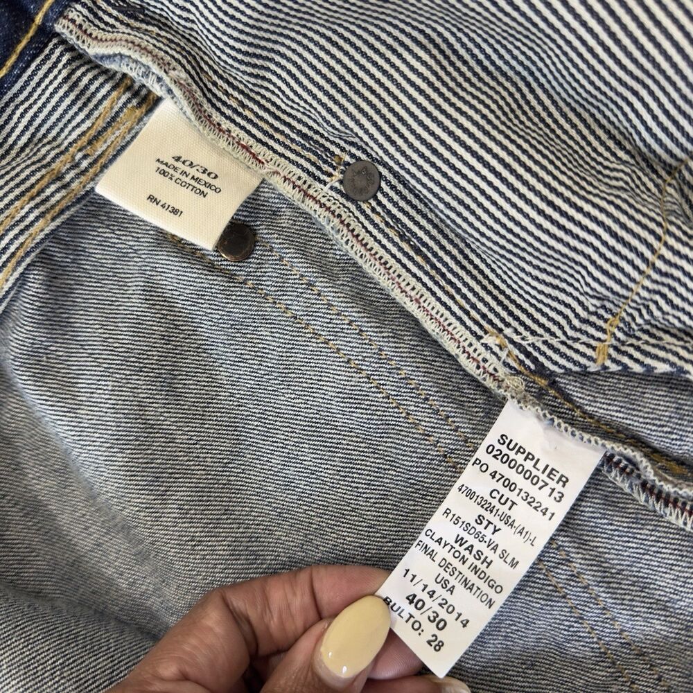 Polo Ralph Lauren Varick Slim Straight Jeans Mens 40x30 Blue Distressed Denim - Picture 10 of 10